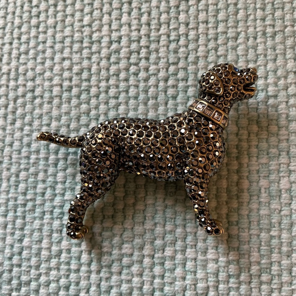 Heidi Daus Sparkling Black and Gold Dog Brooch
